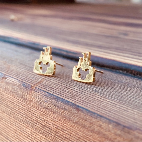 DISNEYLAND  GOLD Stainless Steel Stud Earrings with Gift Bag - Picture 2 of 6